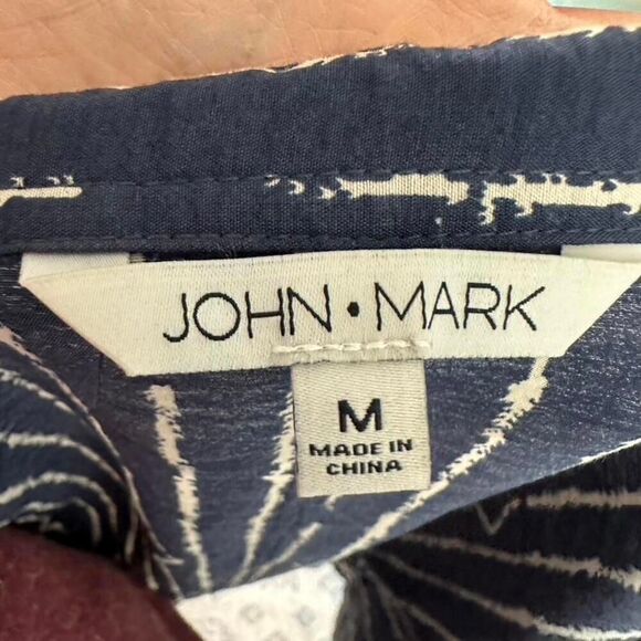 John Mark Blue Striped Tunic Artsy Boho Asymmetrical Accents Wire Collar Size M - Picture 9 of 9